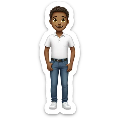 smiling boy in white shirt with flowers  sticker