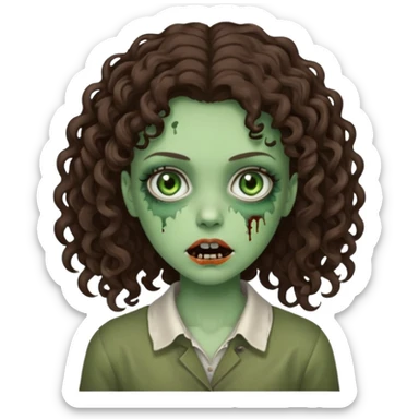 zombie brunette girl with curly, almost straight hair sticker