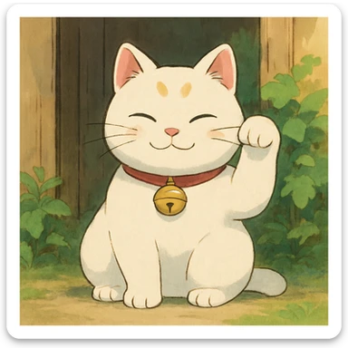 white lucky cat sticker