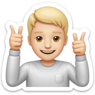 very happy face emoji with sparkling eyes and two thumbs up hands sticker