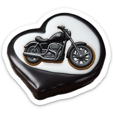 cookie heart with black motorbike  sticker