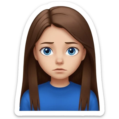 fille long cheveux lisse brune yeux bleu aigri pull noir petite en taille sticker