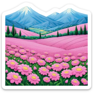 van gogh style pink SPAM  meat flowers landscape sticker