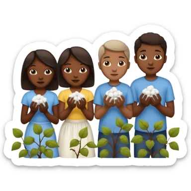 three black slaves picking cotton one a girl two boys sticker