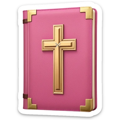 pink closed Bible book with cross on cover sticker