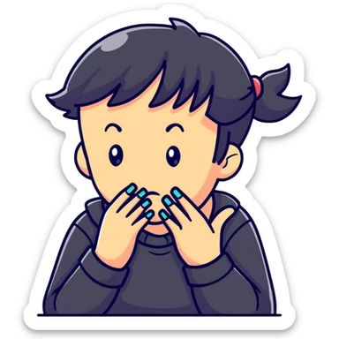 Nervous character biting nails sticker