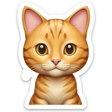 A 3D cartoon golden tabby Bengal cat with realistic striped pattern, warm lighting, natural depth, Memoji-style cinematic detail. sticker