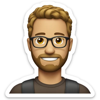 35yo male with shrt hair, glasses and beard sticker