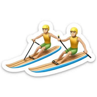 A pair of water skis in close-up glide through the water without a human sticker