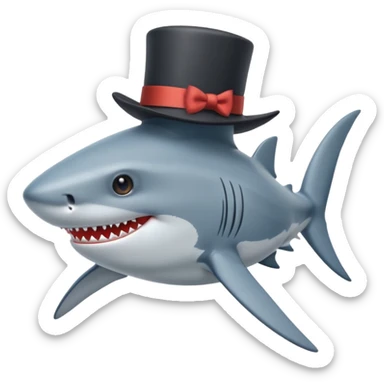 Shark with a top hat sticker