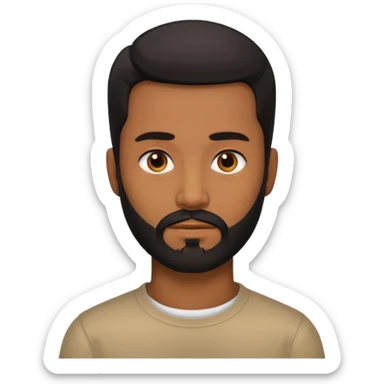 A man with black eyes. With a black beard and medium smooth hair. with the neck sticker