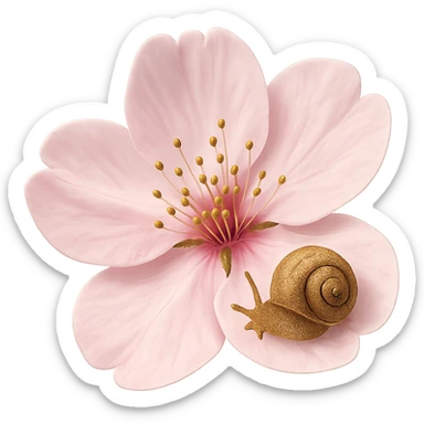 pink cherry blossom with a tiny snail sticker