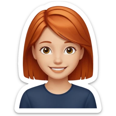 smiling girl indoors portrait cooper hair sticker