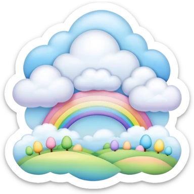  pastel rainbow easter puffy landscape  sticker