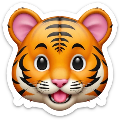 tiger's child show his tongue sticker
