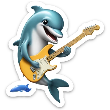 Dolphin with sunglasses playing a fender Stratocaster  sticker