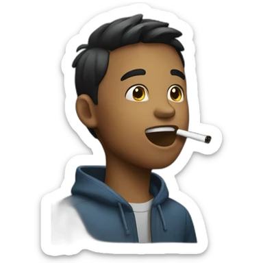 a boy releasing smoke from mouth sticker