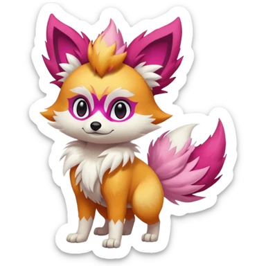 Electric snowy white pink magenta feathery Fennekin-Growlithe-Electrike-fusion (full body) sticker