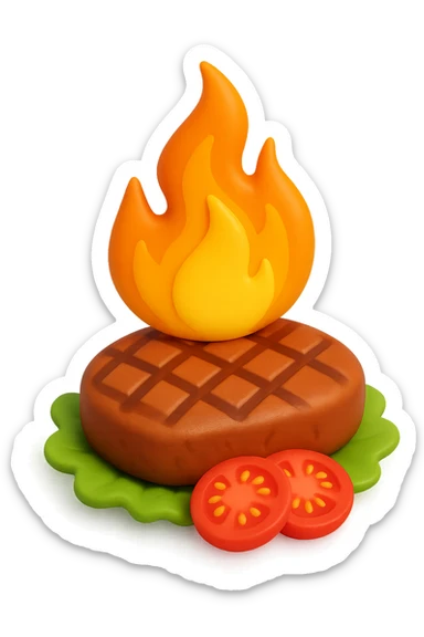 fiamma su cibo, metabolismo 3d sticker