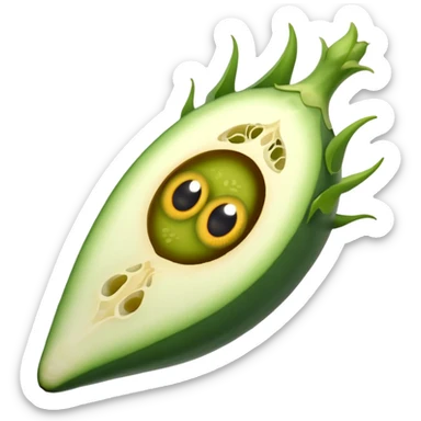 bhindi keeping the shape normal with big eyes sticker