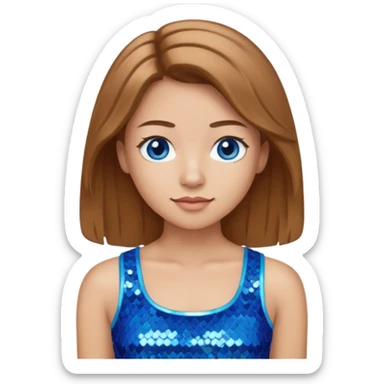 Close from Bratz with long light brown hair, light skin, blue eyes, blue sequin crop top sticker
