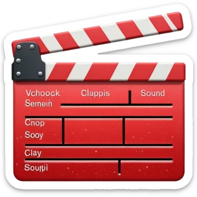 red clapperboard used in filmmaking, cute and stylish design with glitter sticker