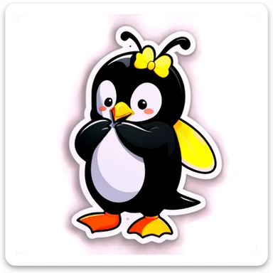 Penguin hugging bee  sticker