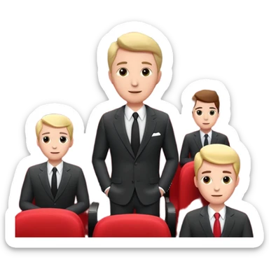 3d realistic interior of movie theater with people  and trump sticker