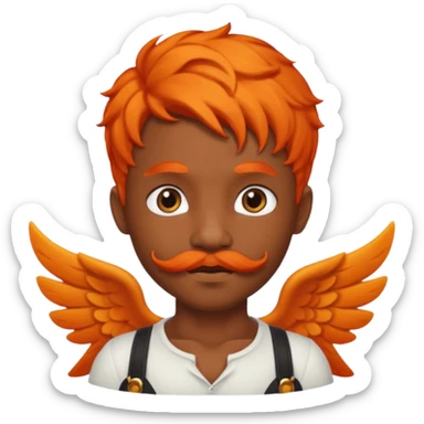 Black cupid with orange hair and mustache sticker