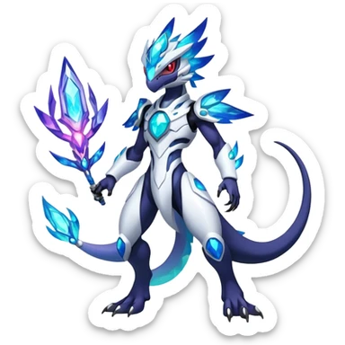 Shiny Futuristic Celestial Magical Ethereal Godly Divine Nebula-Fakemon-Pokemon-Digimon-Spectrobes-Raptor-fusion, full body sticker