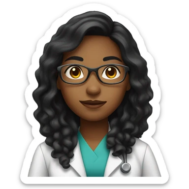 Young African American female scientist with long black hair  sticker