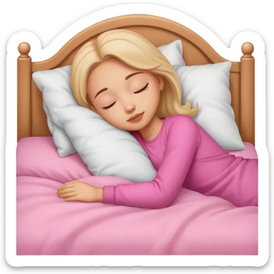 Garota dormindo, cama pink sticker