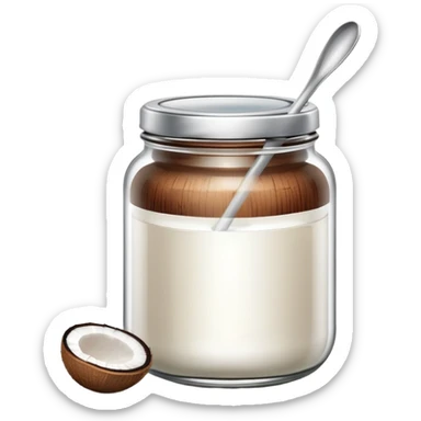 jar of coconut oil with a spoon sticker