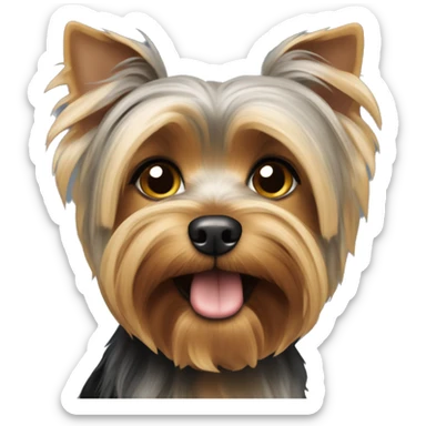 Ein grauer Yorkshire Terrier mit seiner zunge sticker