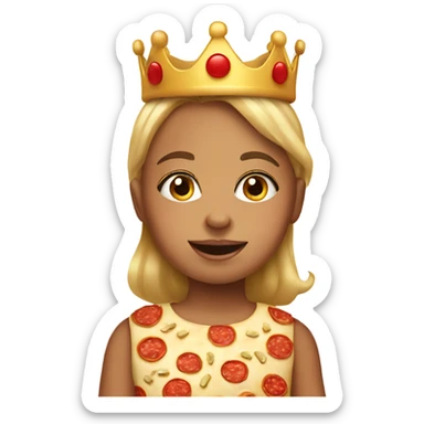 Toddler girl with crown and pizza sticker