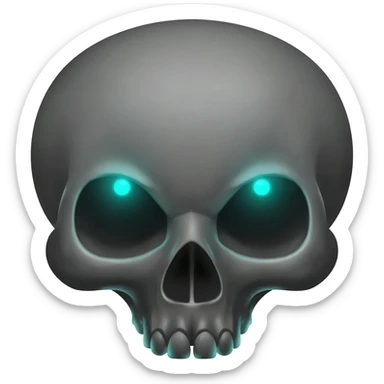 The Raven Skull: (Grave Icon) A clean, stylized raven skull with small, glowing cyan lights in the empty eye sockets. sticker