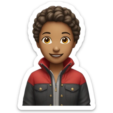 girl in red jacket smiling sticker