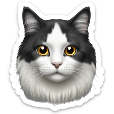 half Black and half white long hair cat with black spot on muzzle sticker