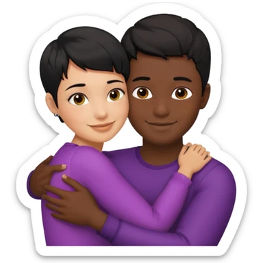 Hot latino man hugging girl black hair pixie cut sticker