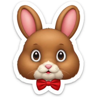 brown bunny with red bowtie sticker