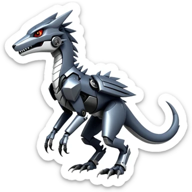 Full body Edgy Anthro Futuristic Mechanical Sergal-raptor-vernid sticker