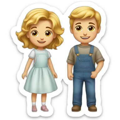 Petite fille et son frère jumeau sticker