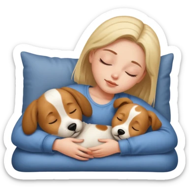 Girl sleeping with dog sticker