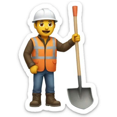 man with shovel sticker