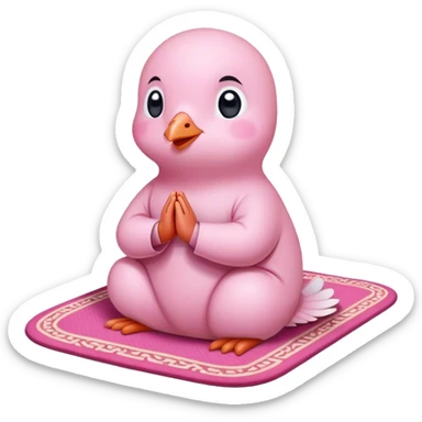 Cute muslim pink pigeon praying on a mat sticker
