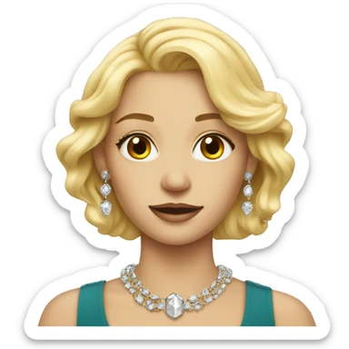 blonde girl portrait with jewelry sticker