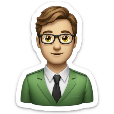 it specialist man green eye glasses brown hair sticker
