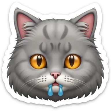 a portrait of crying cat sticker