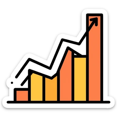 business chart with upward trend sticker