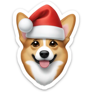 Corgi Santa hat sticker